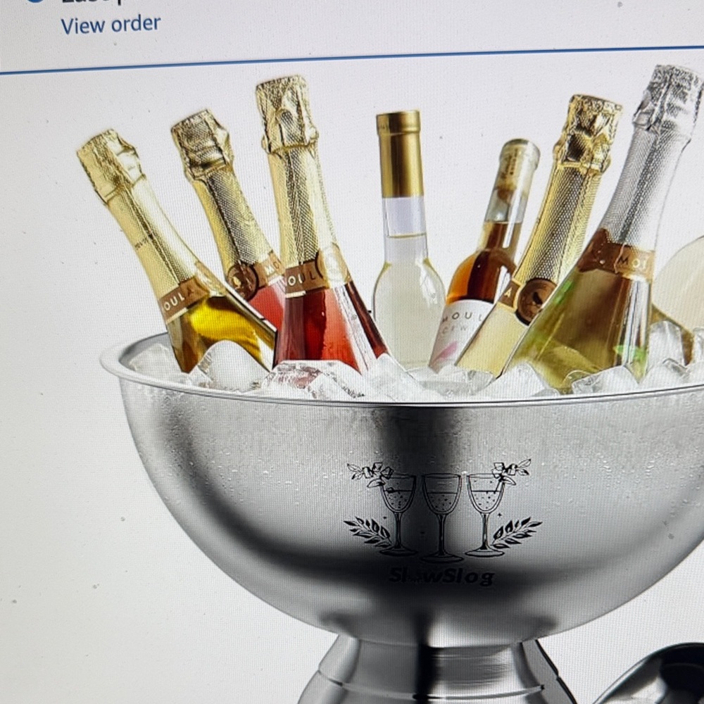 Stainless Steel Champagne Ice Bucket Bowl - Silver